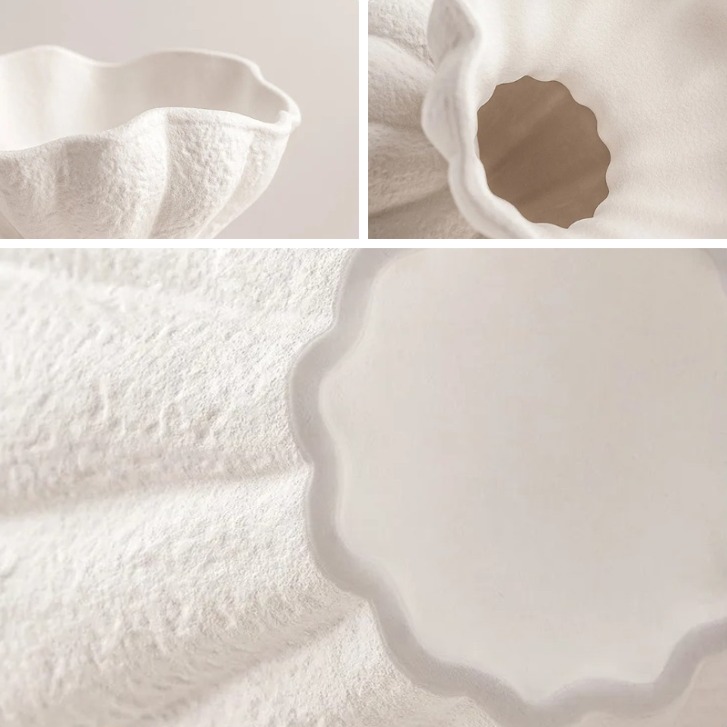 Vases céramique blancs design pétales détails
