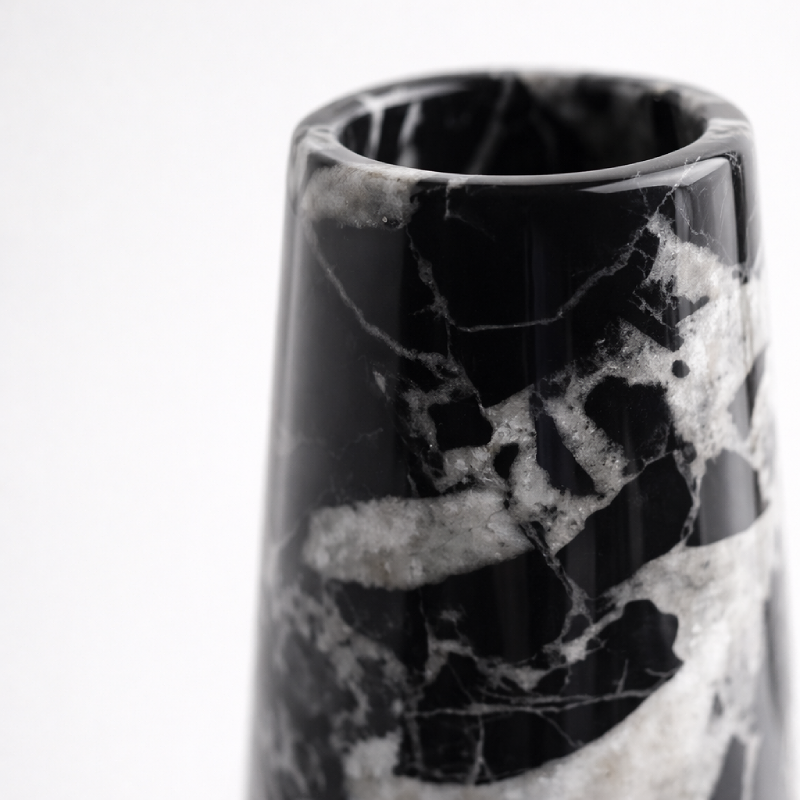 Vases marbre design noir detail matiere haut