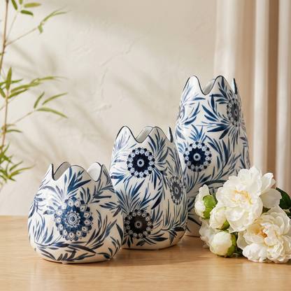Vases porcelaine motifs fleurs de paysage décoration élégante