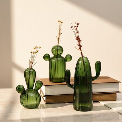 Vases verre cactus design végétal vert lifestyle