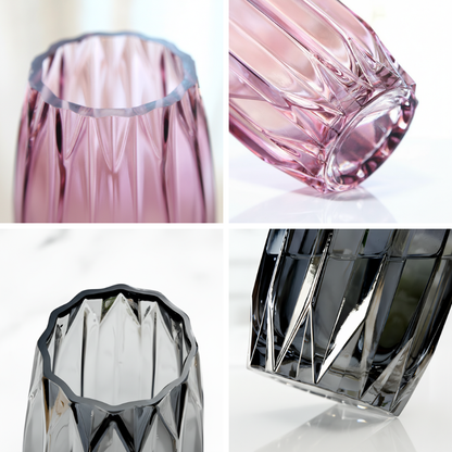 Vases verre design moderne rose et noir detail matiere