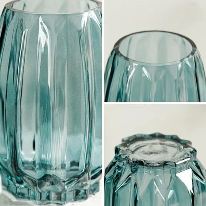 Vases verre design moderne vert detail matiere