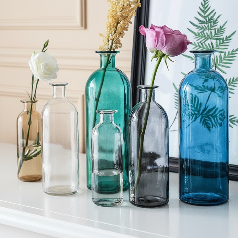 Vases verre minimaliste contemporain ensemble