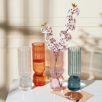 Vases verre strié design contemporain ensemble 