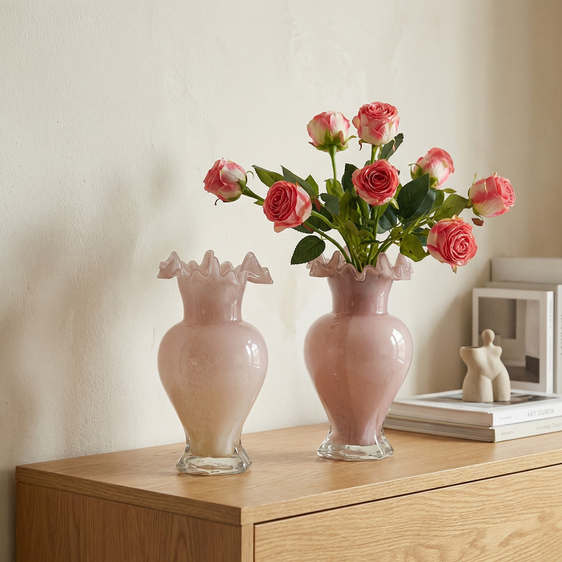 Vases verre vintage forme fleur décoration élégante