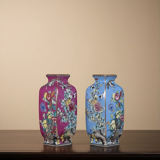 Vases en céramique chinoise – Motifs floraux et oiseaux décoratifs L'univers-du-vase