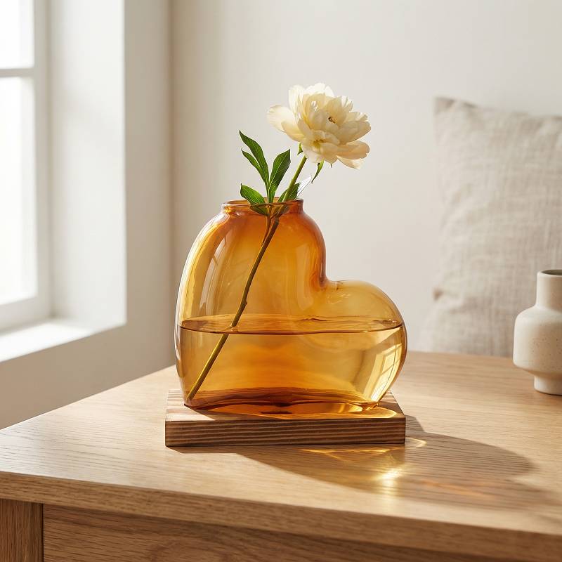 Vases en verre forme cœur
