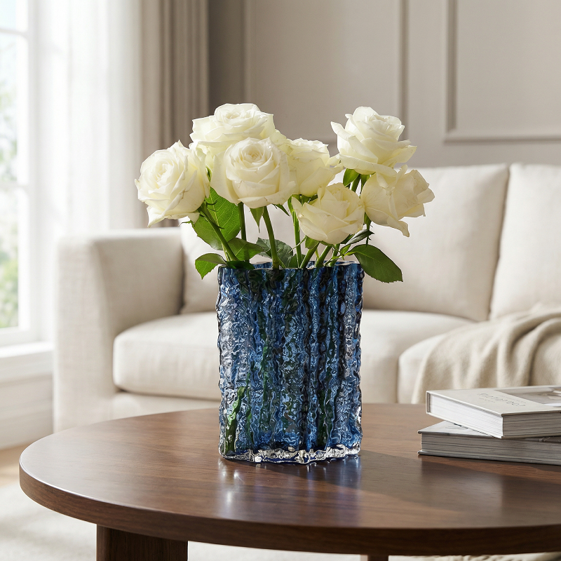 Vases en verre texturé