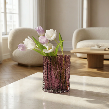 Vases en verre texturé