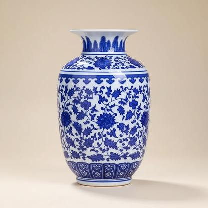Vases en céramique bleue et blanche – Motifs floraux élégants L'univers-du-vase