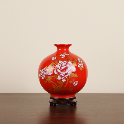 Vases en céramique rouge – Motifs floraux et élégance décorative L'UNIVERS DU VASE
