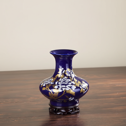 Vases en céramique bleue – Motifs floraux et élégance décorative L'UNIVERS DU VASE