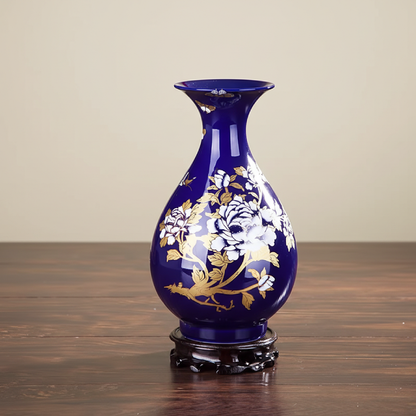 Vases en céramique bleue – Motifs floraux et élégance décorative L'UNIVERS DU VASE