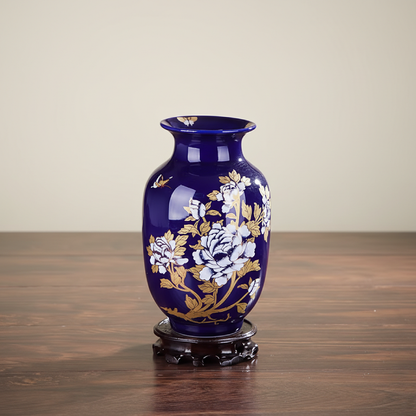 Vases en céramique bleue – Motifs floraux et élégance décorative L'UNIVERS DU VASE