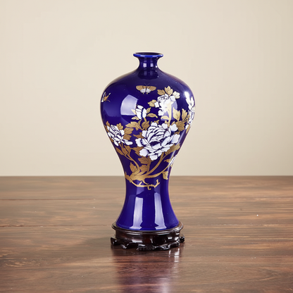 Vases en céramique bleue – Motifs floraux et élégance décorative L'UNIVERS DU VASE