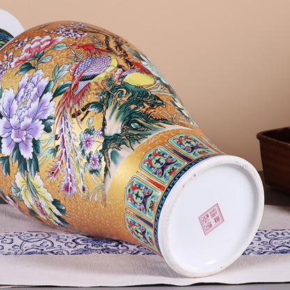 Vases chinois en céramique décorative – Motifs floraux et oiseaux traditionnels L'univers-du-vase