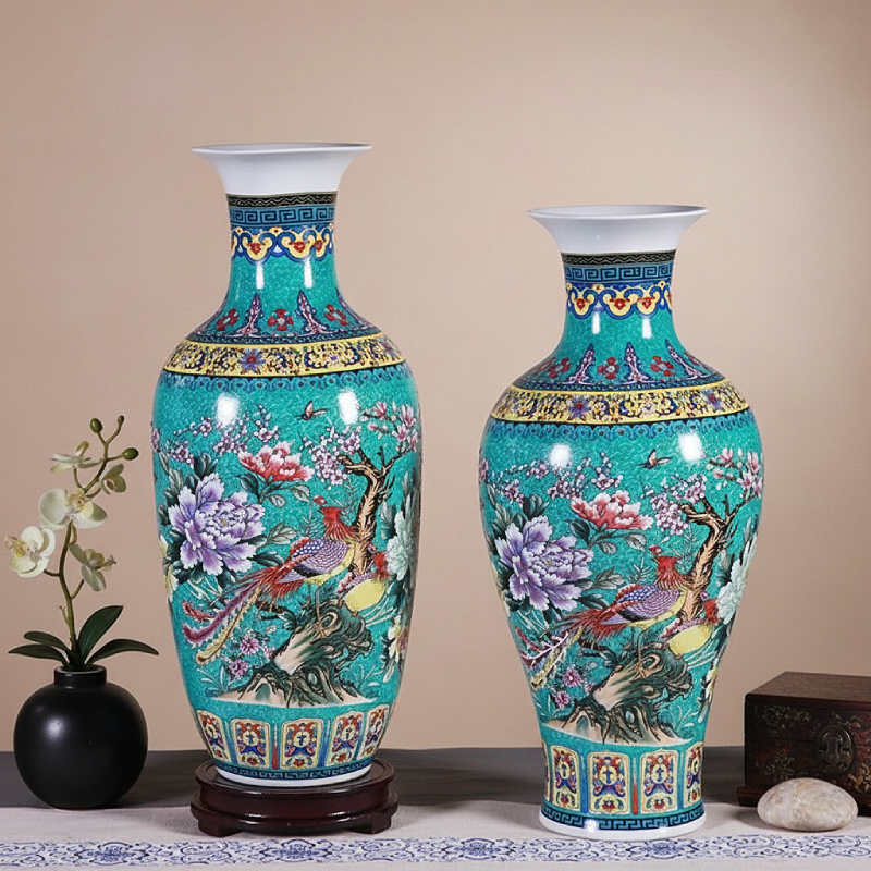 Vases chinois en céramique décorative – Motifs floraux et oiseaux traditionnels L'univers-du-vase